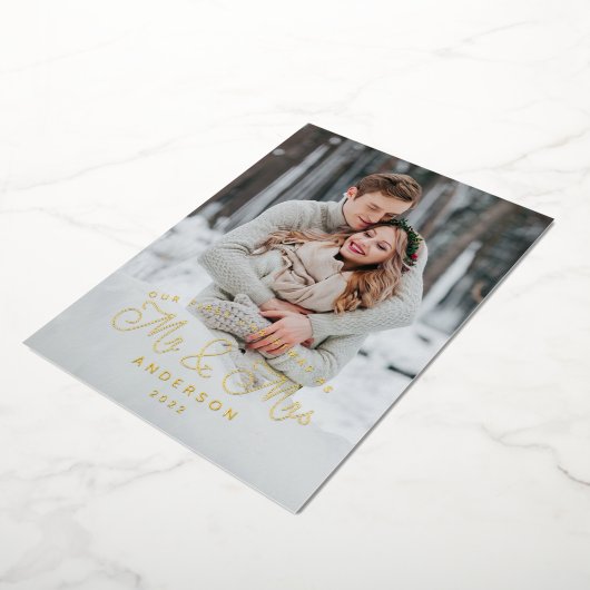 最初の結婚したクリ結婚スマス発表 箔シーズンカード (回転した状態)