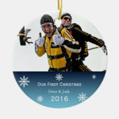 最初の結婚したゲイカップルのクリスマス装飾 セラミックオーナメント (正面)