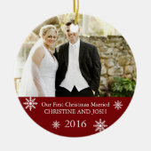 最初の結婚したIIチュールカスタマイズ可能なクリスマス飾り セラミックオーナメント (正面)