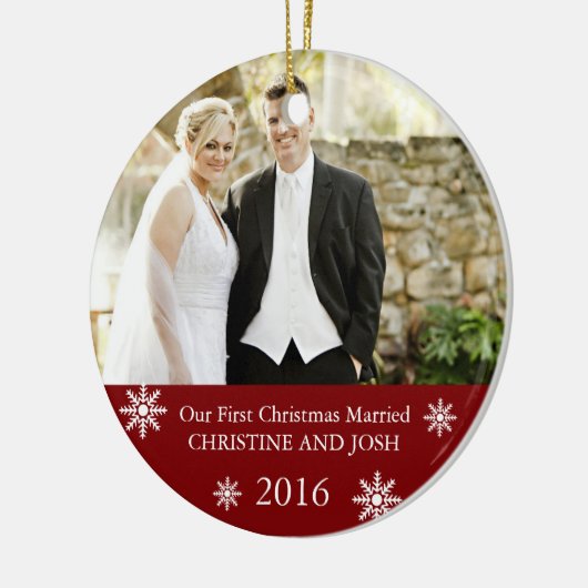 最初の結婚したIIチュールカスタマイズ可能なクリスマス飾り セラミックオーナメント (左)