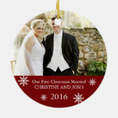 最初の結婚したIIチュールカスタマイズ可能なクリスマス飾り セラミックオーナメント (裏面)
