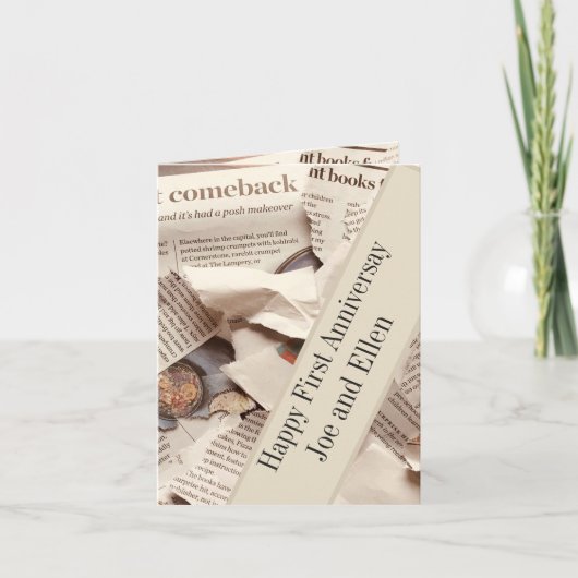 最初の結婚記念日の編集可能 カード (正面)