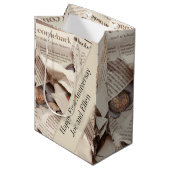 最初の結婚記念日の編集可能 ミディアムペーパーバッグ (正面アングル)