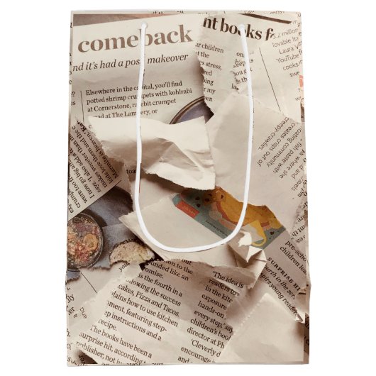 最初の結婚記念日の編集可能 ミディアムペーパーバッグ (裏面)