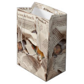 最初の結婚記念日の編集可能 ミディアムペーパーバッグ (裏面アングル)