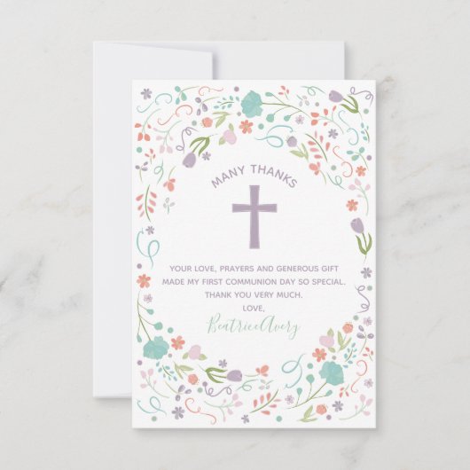 最初の聖なる聖体拝礼ノートカード、カスタム 招待状 (正面)