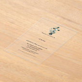 最初の聖なる聖餐式の水の色のフローラクロス アクリル招待状 (レイダウン)