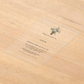 最初の聖なる聖餐式の水の色のフローラクロス アクリル招待状 (レイダウン)