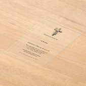 最初の聖なる聖餐式の水の色のフローラクロス アクリル招待状 (レイダウン)