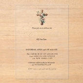 最初の聖なる聖餐式の水の色のフローラクロス アクリル招待状 (正面)