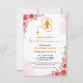 最初の聖なる聖餐式の水の色ピンクフローラ 招待状 (正面)