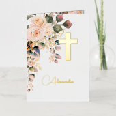 最初の聖なる聖餐式の美しいバラ個人写真 箔グリーティングカード (正面)