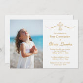 最初の聖体拝領の写真招待状 招待状 (正面/裏面)