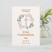 最初の聖体拝領の招待状 - 花の十字架 招待状 (スタンド正面)
