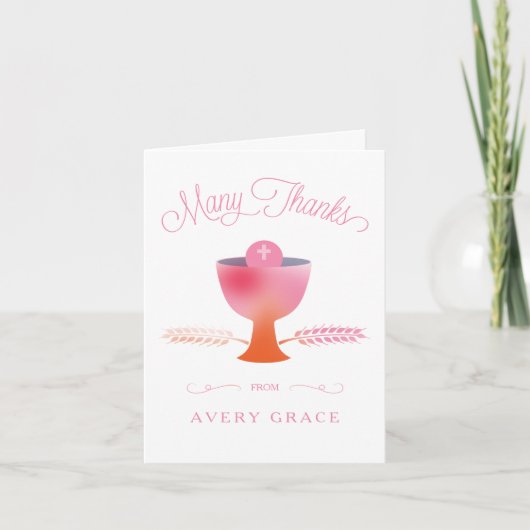 最初の聖体拝領感謝カード - カスタム サンキューカード (正面)