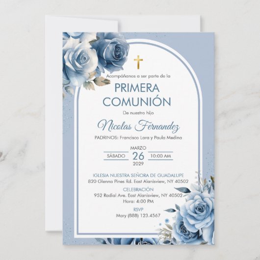 最初の聖体拝領 エレガントな聖体拝領の招待状 招待状 (正面)