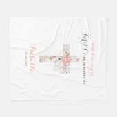 最初の聖体白色フローラのクロス名 フリースブランケット (正面(横))