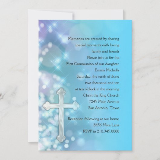 最初の聖体/確認の青い輝き 招待状 (正面)