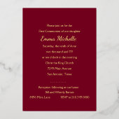 最初の聖体/確認赤い渦巻き 箔招待状 (裏面)