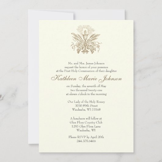 最初の聖餐会イエスキリスト神の慈悲の聖母 招待状 (裏面)