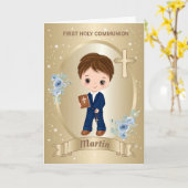 最初の聖餐式のグリーティングカード カード (黄色い花)