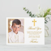 最初の聖餐式の写真金ゴールド枠 サンキューカード (スタンド正面)