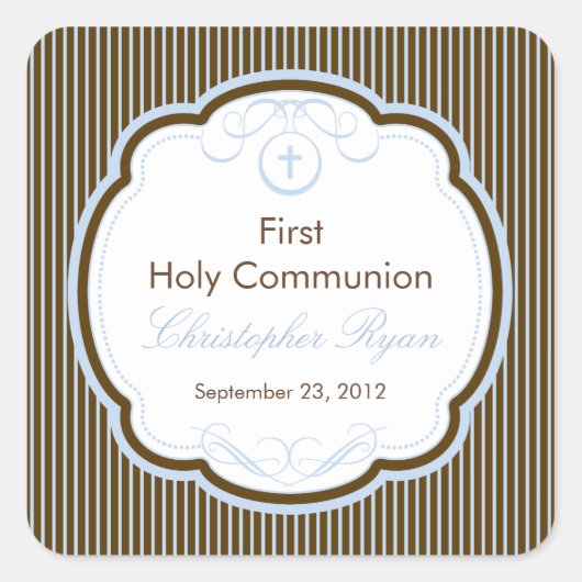 最初の聖餐式の少年を枠で渡す スクエアシール (正面)