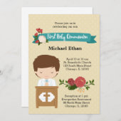 最初の聖餐式の少年*背景色を選択 招待状 (正面/裏面)