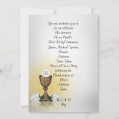 最初の聖餐式の招待状Chalice on blue 招待状 (裏面)