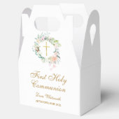 最初の聖餐式の水カラーフローラ金ゴールドスクリプト フェイバーボックス (オープン)