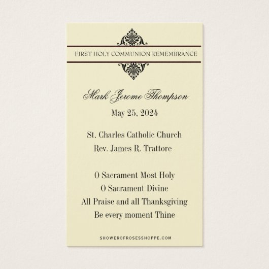 最初の聖餐式イエスエンジェルス聖式カード (裏面)