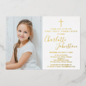 最初の聖餐式ゴールデンスクリプトの写真 箔招待状 (正面)