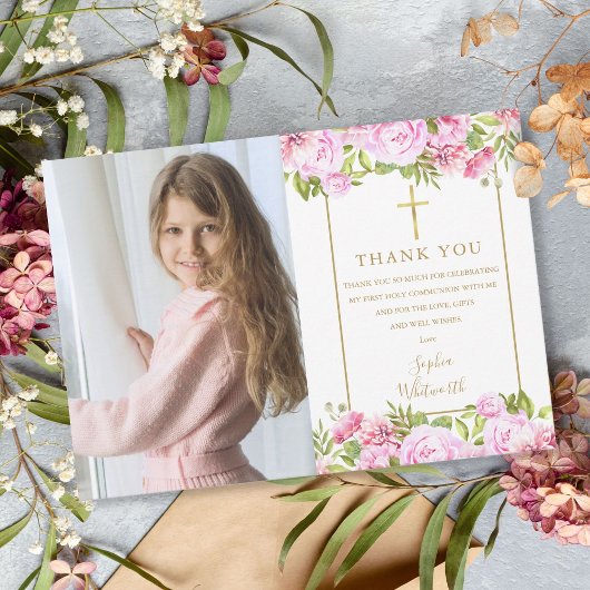 最初の聖餐式バラフローラ写真 サンキューカード