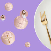 最初の聖餐式バラ金ゴールドグリッター写真 コンフェッティ