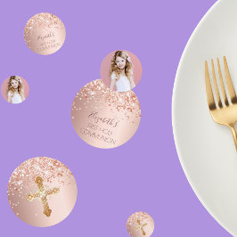 最初の聖餐式バラ金ゴールド写真 コンフェッティ