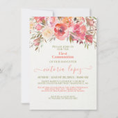 最初の聖餐式パーソナライズされたポートレート女の子 招待状 (裏面)