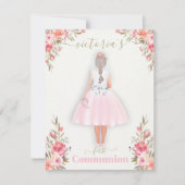最初の聖餐式パーソナライズされたポートレート女の子 招待状 (正面)