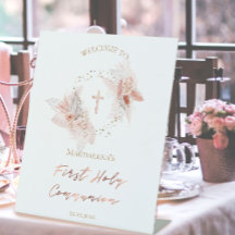 最初の聖餐式ボホフラワーペデスタルサイン