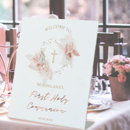 最初の聖餐式ボホフラワーペデスタルサイン 台座サイン