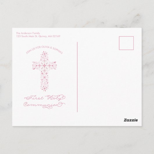 最初の聖餐式招待状はがき（クロス付き） ポストカード (裏面)