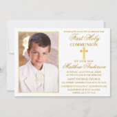 最初の聖餐式金ゴールドのフレームの写真 招待状 (正面)