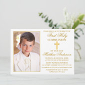 最初の聖餐式金ゴールドのフレームの写真 招待状 (スタンド正面)