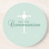 最初の聖餐式、ソフトグリーンの台本 コースター (正面)