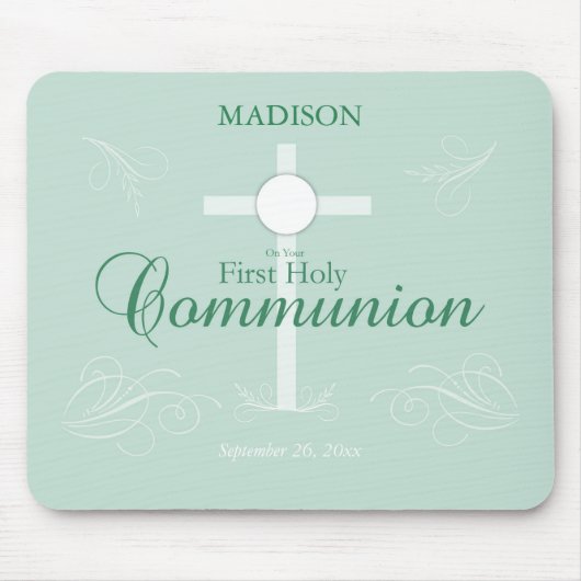 最初の聖餐式、ソフトグリーンの台本 マウスパッド (正面)