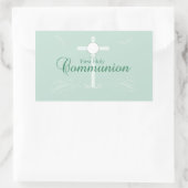 最初の聖餐式、ソフトグリーンの台本 長方形シール (バッグ)