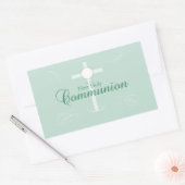 最初の聖餐式、ソフトグリーンの台本 長方形シール (封筒)