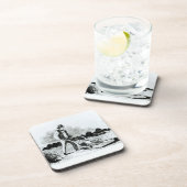 最初の芝刈り機(版木、銅版、版画) (b/wの写真) コースター (右側)