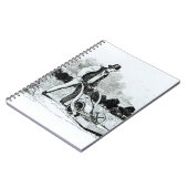 最初の芝刈り機(版木、銅版、版画) (b/wの写真) ノートブック (左側)