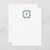 最初の花のモノグラムの文房具を選抜して下さい ノートカード (正面/裏面)