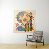 最初の葉落ちる花モダンのイラストレーション タペストリー (インサイチュ)